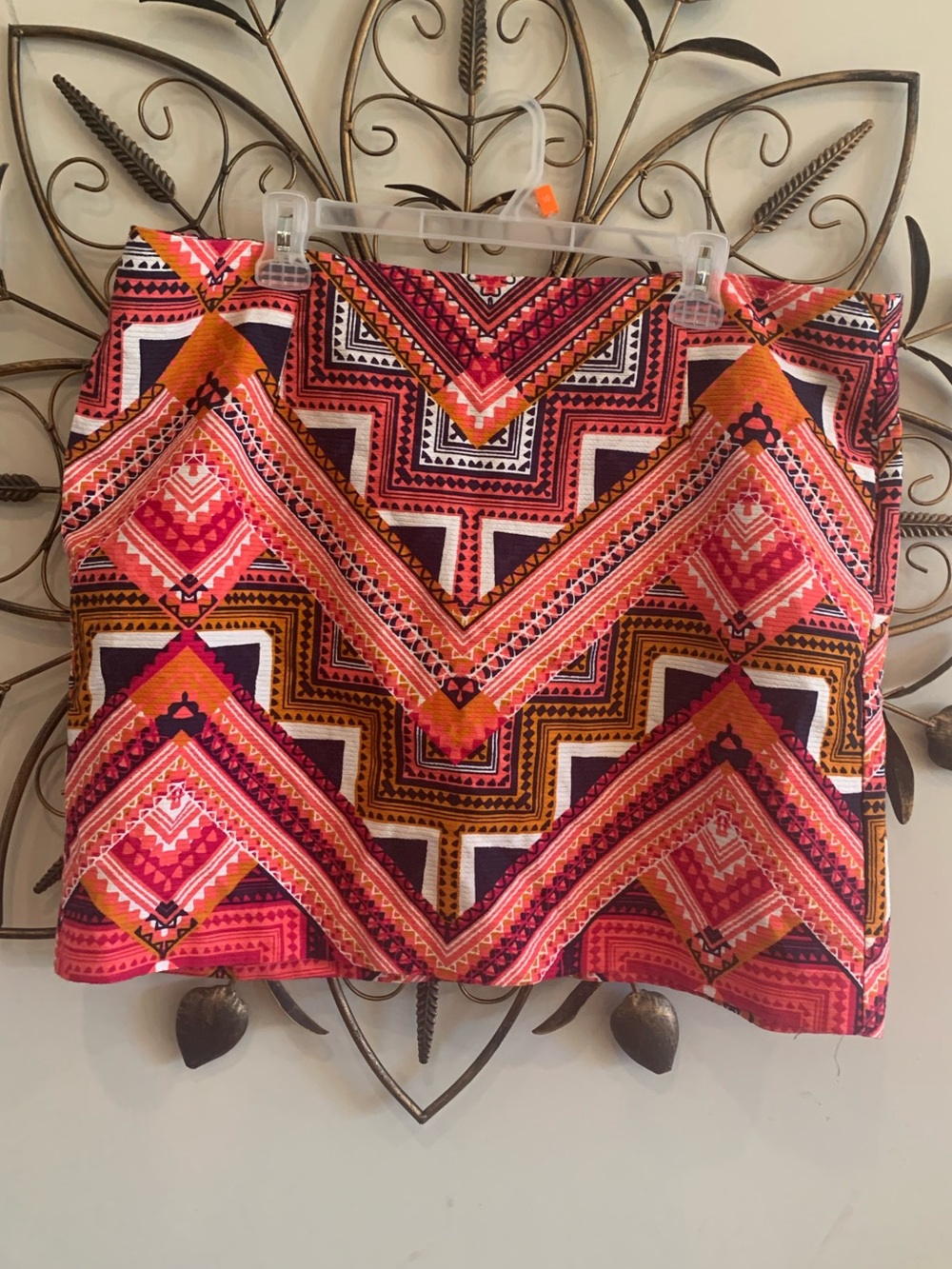 Merona 100% Cotton Fully Lined Pink and Orange Geometric Skirt